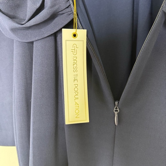 Dress The Population Carmen Gown Navy Long Sleeve Twist Slit Dress NWT Size XXL - Picture 5 of 9